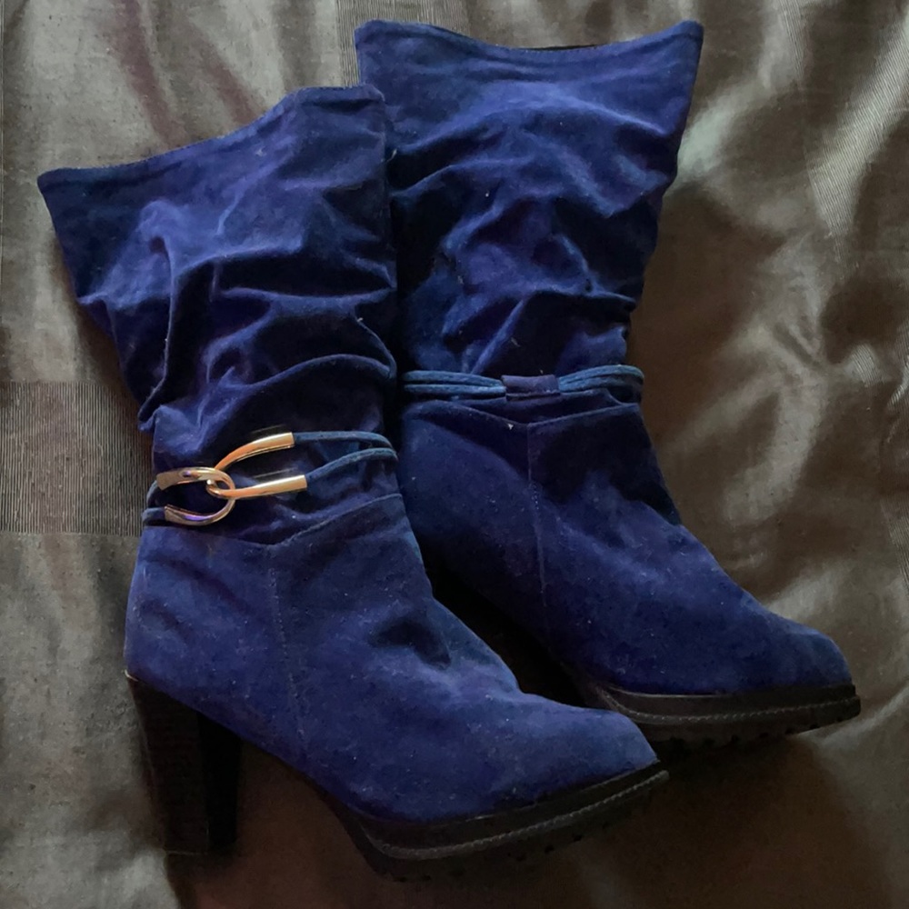 Royal Blue Calf high boots